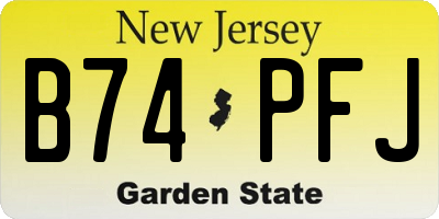 NJ license plate B74PFJ