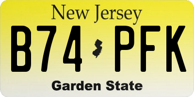 NJ license plate B74PFK
