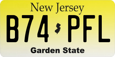 NJ license plate B74PFL