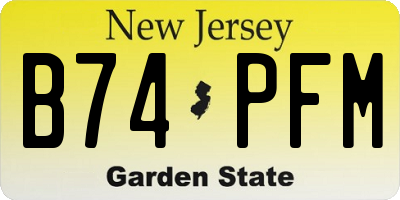 NJ license plate B74PFM