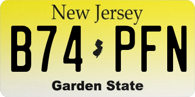 NJ license plate B74PFN