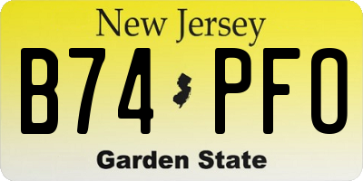 NJ license plate B74PFO
