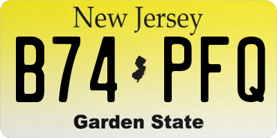 NJ license plate B74PFQ