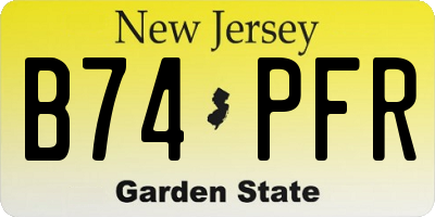 NJ license plate B74PFR