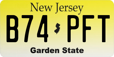 NJ license plate B74PFT