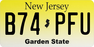 NJ license plate B74PFU