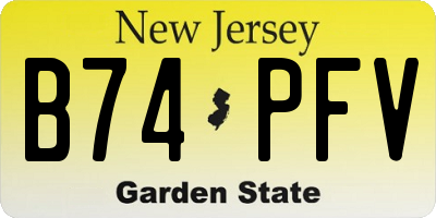 NJ license plate B74PFV