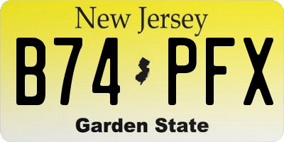 NJ license plate B74PFX