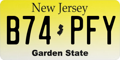 NJ license plate B74PFY
