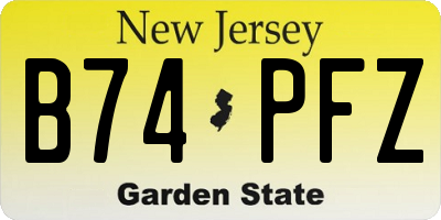 NJ license plate B74PFZ