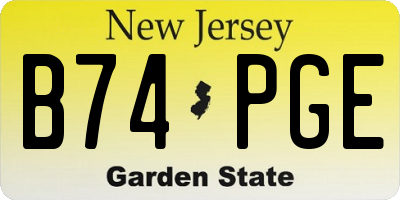 NJ license plate B74PGE