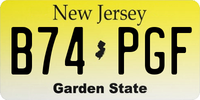 NJ license plate B74PGF