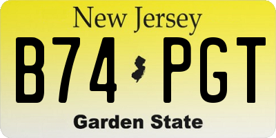 NJ license plate B74PGT