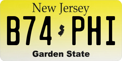 NJ license plate B74PHI