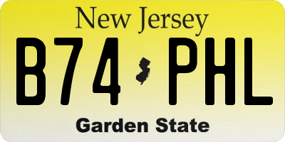 NJ license plate B74PHL