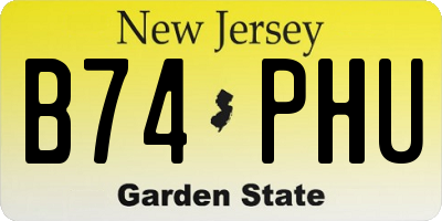 NJ license plate B74PHU