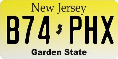 NJ license plate B74PHX