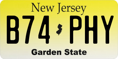 NJ license plate B74PHY