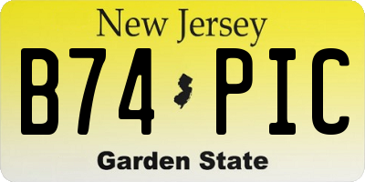 NJ license plate B74PIC