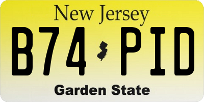 NJ license plate B74PID