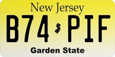 NJ license plate B74PIF