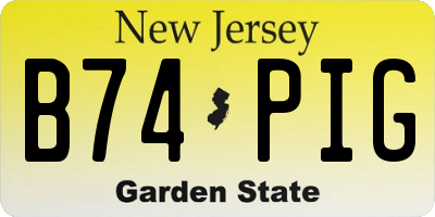 NJ license plate B74PIG