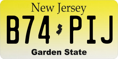 NJ license plate B74PIJ