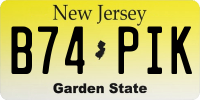 NJ license plate B74PIK
