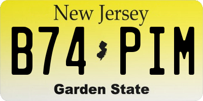 NJ license plate B74PIM