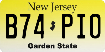 NJ license plate B74PIO