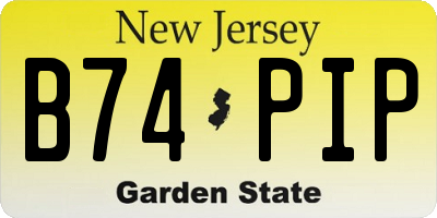 NJ license plate B74PIP
