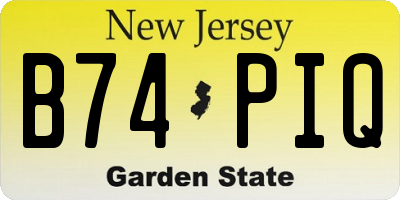 NJ license plate B74PIQ