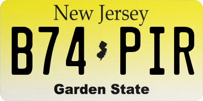 NJ license plate B74PIR