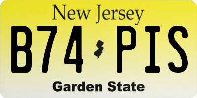 NJ license plate B74PIS
