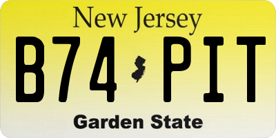 NJ license plate B74PIT