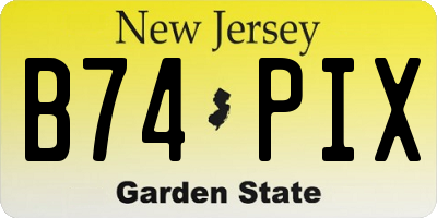 NJ license plate B74PIX