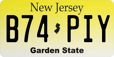 NJ license plate B74PIY