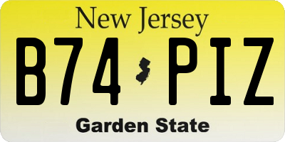 NJ license plate B74PIZ