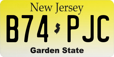 NJ license plate B74PJC