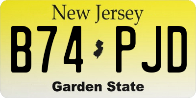 NJ license plate B74PJD