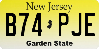 NJ license plate B74PJE
