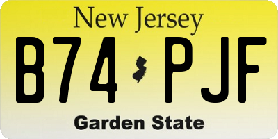NJ license plate B74PJF