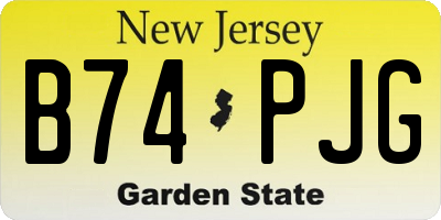 NJ license plate B74PJG