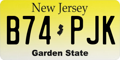 NJ license plate B74PJK