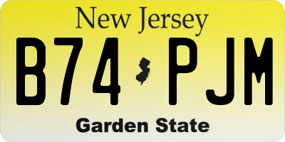 NJ license plate B74PJM