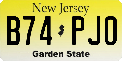 NJ license plate B74PJO