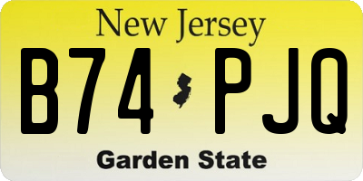 NJ license plate B74PJQ