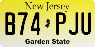NJ license plate B74PJU