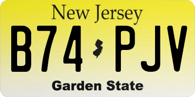 NJ license plate B74PJV