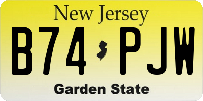 NJ license plate B74PJW